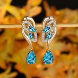 Romantic Flower Dangle Earrings Women Birthstone Party Earrings Jewelry Gifts Barozzo