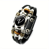 26 English Letters Bracelets, PU Leather Bangles, Retro Punk Style Handmade Multi-layer Beaded Hand Jewelry Holiday Gift For Best Friends Accessories Barozzo