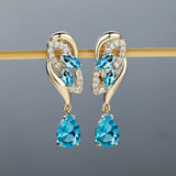 Romantic Flower Dangle Earrings Women Birthstone Party Earrings Jewelry Gifts Barozzo